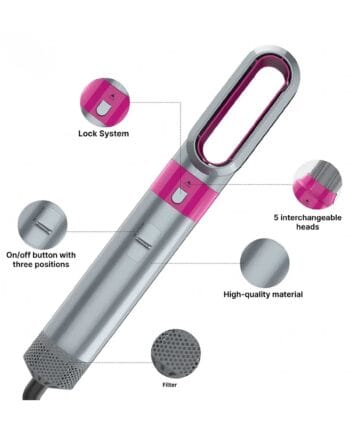 Air styler 5 in 1 Rotating Hot Air Brush Detachable Styler Hair Dryer for women