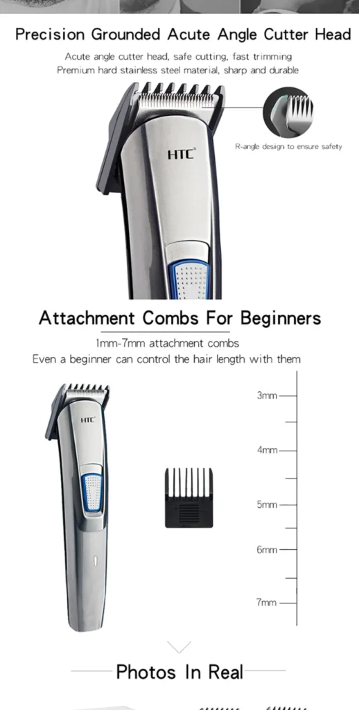 HTC AT 522 Rechargeable Beard Trimmer for men 45 min runtime