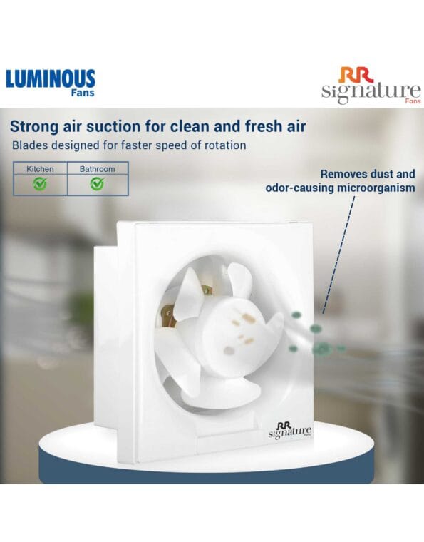 RR Signature Vento Deluxe 150 mm exhaust fan for Kitchen & Bathroom |Rust-Proof | Anti-Dust shutter | 3-Year Warranty | Luminous