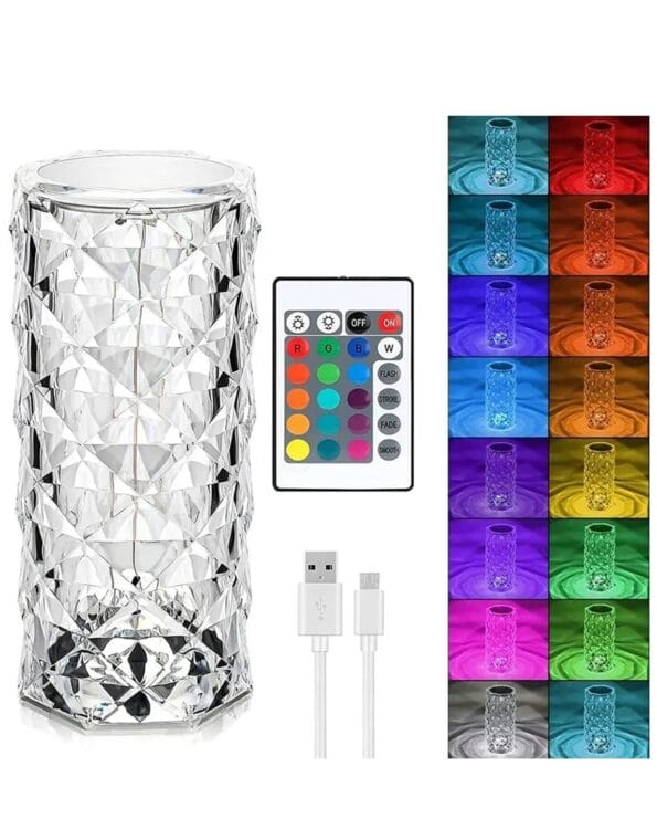 LED Crystal Table lamps for living room, Night Light Romantic touch light 16 Color modes