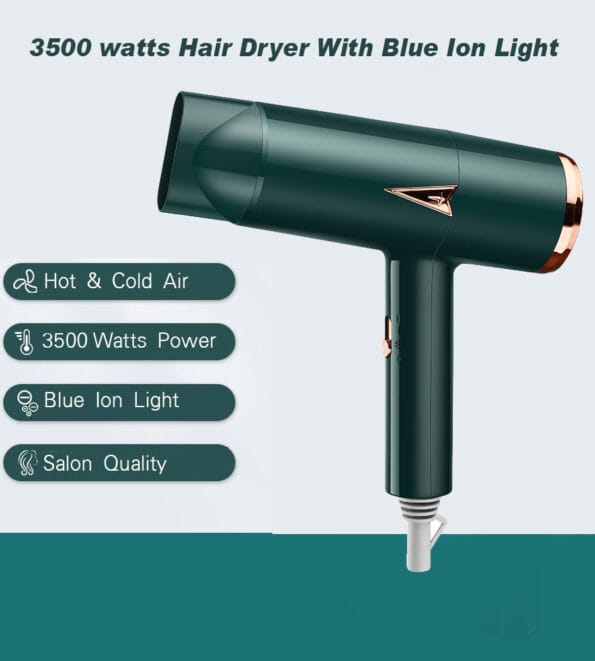 Rocklight hair dryer 3500w hot & cold air settings (Green)